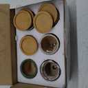 BBTO 6 Set Small Ceramic Succulent Pots with Bamboo Tray Flower Pots with Drainage Hole Succulent Garden Containers Ideal Present for Cactus Office Indoor Home Decoration Gifts, 2.9 x 3.1 Inches