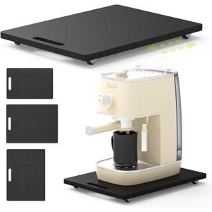 Bamboo Sliding Tray 9.5W x 14D Appliance Slider with Rubber Wheels Sliding Tray for Coffee Maker, kitchen Appliance Sliders for Countertop Air Fryers, Kitchen Stand Mixers, Toasters, Microwave (Black)