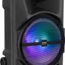 Pyle Wireless Portable PA Speaker System - 800W Powered Bluetooth Indoor & Outdoor DJ Stereo Loudspeaker with MP3 AUX 3.5mm Input, Flashing Party Light & FM Radio-PPHP1244B,Black