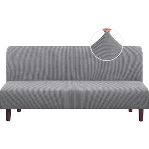 PrinceDeco Jacquard Futon Cover Stretch Armless Futon Sofa Cover Soft Futon Slipcover with Elastic Bottom Thick Sofa Bed Furniture Protector Covers, Machine Washable