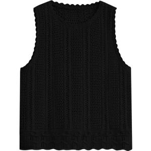 Fisoew Crochet Tops for Women 2026 Spring Summer Sleeveless Sweater Tank Fashion Beach Resort Wear Vacation Cover Ups Clothes