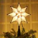 Brizled Star Christmas Tree Topper, 8" Lighted Double-Sided Star Treetop, 8-Point Xmas Tree Topper with 10 Warm Lights, 120V UL Certified for Christmas Ornament Party Home Decor