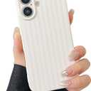 2 x Compatible with iPhone 16 Plus Case Cute Aesthetic Striped Phone Case for Girls Women,Soft Silicone Shockproof Protective Designed for iPhone 16 Plus Case -White