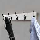 Wood Coat Rack Wall Mounted - 22 Inches, 5 Hooks, Heavy Duty, for Coat Hat Towel Purse Robes Mudroom (White Base & Black Hook)