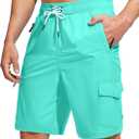 Kayrth Men's Swim Trunks Quick Dry Board Shorts with 5 Pockets Swimsuit Swimwear for Men - No Mesh Liner (Green, L)