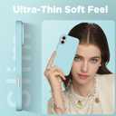 Magnetic for iPhone 16 Case, Compatible with Magsafe, Suction Cup Phone Mount, [2 Screen Protectors][Camera Lens Protector] Silicone Shockproof Protective Slim Phone Cover 6.1", Light Cyan