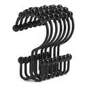 2 x Shower Curtain Hooks, Goowin Shower Curtain Rings, Stainless Steel Black Shower Curtain Hooks, Shower Curtain Rings Rust Proof, Free Sliding Double Shower Hooks for Shower Curtain & Liners (Black)