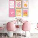 XXOUYLQ Pink Coastal Preppy Canvas Wall Art Coastal Granddaughter Print Aesthetic Room Painting Shells Oyster Posters Summer Beach Pictures Beach Club Wall Decor for Girls Room Dorm Home Unframed (16L"x12W"posters)