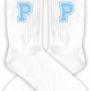 Blue And White-Striped Letter Socks, Sports Socks For Men, Blue Team socks, Friends And Family, Birthday Gift.(P) (White)