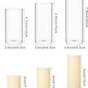 Shihanee Set of 36 Pillar Candles and Glass Cylinder Vases Clear Cylinder Holders for Slim Pillar Candles Wedding Centerpieces(2.6'' X 4.7'', 5.9'', 7.9'',Ivory White)