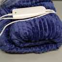 Qieryun Heated Blanket Electric Throw, Soft Flannel Heating Blanket with 8 Hours Auto Off 10 Fast Heating Levels Machine Washable Sherpa Heated Blanket with Overheating Protection, Blue