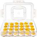 MesRosa Deviled Egg Containers with Lid and Handle, Durable Clear Plastic Deviled Egg Carrier Storage 24 Eggs, Stackable Egg Holder for Fridge, Portable Tray Platter for Party & Picnics-1 Pack White