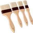 Boao Natural Bristle Pastry Brush Beech Wooden Handle Basting and BBQ Brushes for Cooking, Butter, Oil, Egg, Marinade, Grilling, Baking, Kitchen Food(1, 1.5, 2, 3 Inch)