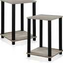 FURINNO Stylish End Table, French Oak Grey/Black,2-Pack (2-99800GYW)
