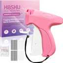 KBSKU Upgraded Stitch Gun for Clothes - Tagging Gun for Quick Clothing Fixer Tool with 6 fine Needles/2000 Black & 2000 White Fasteners, Handy Stitch Kit for Clothing, Label Tags & DIY Crafts (Pink)