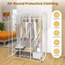 Garment Rack Cover waterproof ransparent Clothes Rack Cover, PEVA Dustproof Wardrobe Hanging Protector Rack Organizer with 2 Smooth Zipper (60 * 20 * 43.3inch)