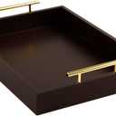 JJSQYLAN Wooden Serving Tray with Handles Rectangle Breakfast Tray for Coffee Table Decorative Ottoman Tray 16x 12 for All Occasion's (Dark Brown)