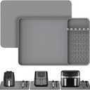 Silicone Heat Resistant Mats for Countertop, 24x16 Inch Air Fryer Mat with Kitchen Accessories Holder Pad for Microwave/ Oven, Compatible with Ninja/ Cosori/ Chefman/ Toshiba, Kitchen Countertop Protector