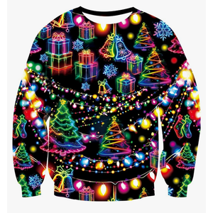 Mens Ugly Christmas Sweater Novelty 3D Graphic Long Sleeve Junior Xmas Sweatshirt Size XXL