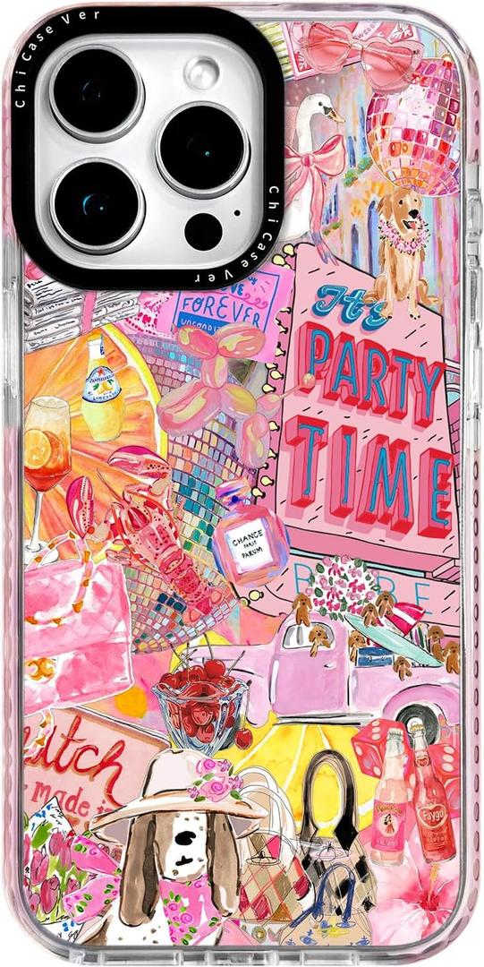 for iPhone 16 Pro Max Case, Disco Party Glam Y2K Design, Military-Grade Drop Protection, Playful Soft Slim TPU Protective Cover with Camera Protection for Women & Girls