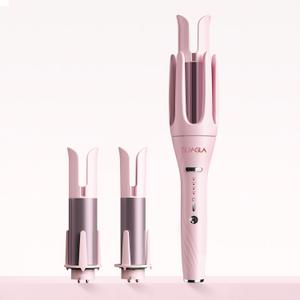 3 in 1 Automatic Curling Iron, Hair Curlers with 3 Curling Barrels (1" - 1.25" - 1.5"), Rotating Curling Iron with 3 Temp, 2-Way Rotation, 10S Fast Heating, Anti-Scald, Dual Voltage, Pink
