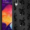 Cute Bow Phone Case for Samsung Galaxy A50/A30S/A50s 6.4", Aesthetic Coquette Black Ribbon Bowknot Pattern Print Design Case Soft Slim Shockproof TPU Protective Funda Cover for Women Girls