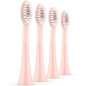 ORDO Replacement Sonic Toothbrush Heads with Pulse Technology for Teeth Cleaning, Plaque Removal, Silicone Polishing, Deep Clean Bristles, Adults, Pack of 4, Rose Gold