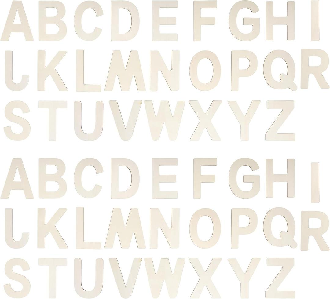 52 Pieces Wooden Alphabet Letters Wood Letter Sign 4 Inch for Crafts DIY Painting Wall Home Decor