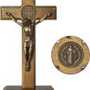 KUXBET Wood Standing Cross 5inch Small Crucifix - Jesus Christ Wall Cross Crucifix for Table or Wall Decor Home Decoration (5.5L" x 2.4W")