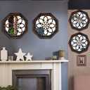 ZOLAPI 2-Piece Octagon Wall-Mounted Mirrors,Vintage Farmhouse Mirror for Wall Decor,Caramel Color Decorative Accent Mirror for Foyer, Bathroom, Bedroom. (12x12)