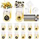 12 Sets Graduation Decorations Mason Jar Graduation Tables Centerpieces for Class of 2026 with Graduation Cap with Hole and Tasse for Flowers Graduation Party Ceremony School Event Decor (White)