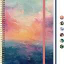Taja Spiral Lined Notebook, 8.5"x11" Notebooks for Work, Large A4 Journal for Women & Men, College Ruled Journaling Notebook for Writing, Plastic Cover Spiral Journal, Sunset