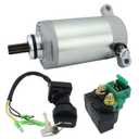 Starter Motor & Solenoid Relay & Ignition Switch for Kawasaki Bayou 220 KLF220 1988-1995 21163-1130 21163-1253 21163-1266 SMU0052 410-54045