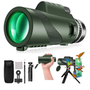 Monocular-Telescope 80x100 High Powered Monoculars High Definition for Adults High Powered with Smartphone Adapter Telescope Hunting Wildlife Bird Watching Travel Camping Hiking-Green