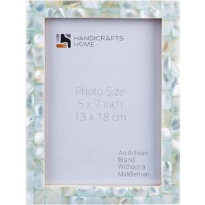 Handicrafts Home 5x7 Picture Frame Mother of Pearl Collection, Handcrafted Photo Frame, Small Picture Frame for Living Room, Wall Decor, Office Desk Decor, Vintage Picture Frames, Gift for her, Thanksgiving gift for friends & Family (MOP-GREEN)