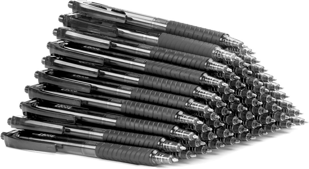 Sooez 40 Pack Bulk Pens Ballpoint Smooth Writing pens, Retractable Black Ink Pen, Medium Point 1.0mm Click Pens for Journaling, Soft Grip Box of Pen Office Supplies for Nurse,Server, Note Taking,Black