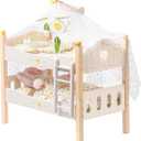 ROBOTIME Baby Doll Bunk Beds, Doll Cribs for 18 inch Dolls, Wooden Doll Beds Cribs fits American Girls (Wood, 2 Pcs Beds), 21.7 x 1.9 x 18.1 inches