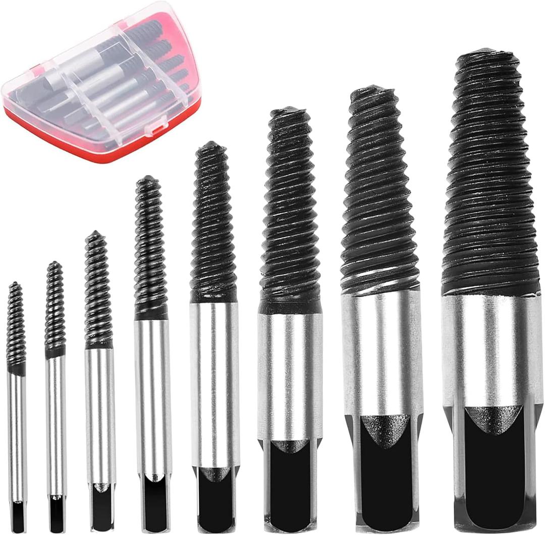 8Pcs Pipe Screw Extractor Set, Damaged Screw Broken Bolt Water Pipe Remover Set, Broken Bolt Stripped Screw Extractor Kit (8)