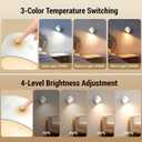 LED Wall Lights, [160H Battery Operated] Wireless Rechargeable Mounted, 3 Color & 4 Brightness Level & 360Rotate & Touch or Remote, Wall Sconces for Reading Bedroom(White,Set of 2)