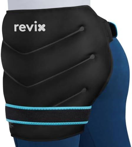 REVIX Extra Large Hip Ice Pack Wrap After Surgery, Reusable Gel Cold Pack for Hip Replacement Recovery, Sciatic Nerve, Cold Therapy Hip Flexor Compression Wrap, Black
