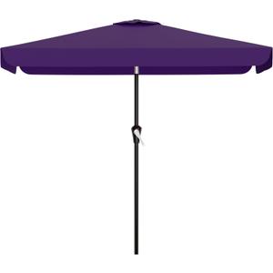 AreShark 6.5 x 10 FT Rectangular Valance Patio Umbrella, Outdoor Umbrella with Tilt and Crank, Market Table Umbrellas W/ 6 Ribs UV Protection for Garden, Deck, Backyard and Pool, Dark Purple