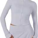 YITTY Active Women's Ultraluxe Full Zip Jacket, Athleisure, 4-Way-Stretch, Thumbholes (Large, True White)