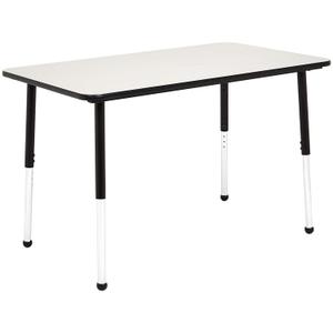 Amazon Basics Adjustable Height Rectangular Classroom Activity Table, Writing Desk for School and Home, Grey Top/Black Edge, 47" W x 29" L x 30" H