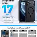 2 x Magnetic for iPhone 17 Pro Case, [Anti-Slip] [Military-Grade Drop Protection] [Camera Protection] Skin-Friendly Slim Matte Shockproof Protective for iPhone 17 Pro Phone Case, Black