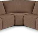 VANSOFY Extra Large Reclining Sectional Couch Covers, Washable 5-Piece Sofa Covers for L Shape Sectional Sofa Corner Seater, Thick, Soft Sofa Slipcovers (5 Seat Recliner Cover, Light Coffee)