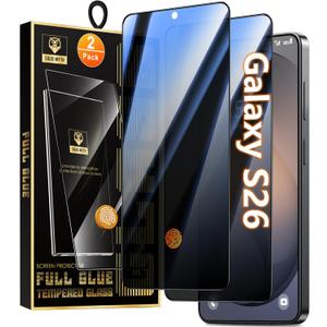 Oterkin 2 Pack Samsung Galaxy S26 Privacy Screen Protector | Fingerprint Unlock Support, Anti Spy 9H Tempered Glass, Full Coverage, Case Friendly, Easy Install, Anti-Scratch