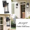 Outdoor Wall Sconce, Farmhouse Outdoor Wall Lantern with Seeded Glass ,Waterproof Exterior Lighting Fixture, Anti-Rust lamp Light for Patio Yard House Hallway Doorway Garage (Black,14.93 Inch Height)