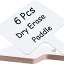6 Pcs Dry Erase Answer Paddle 7 x 9 Inch Handheld Wooden White Board Double Sided Dry Erase Small Whiteboards for Students Classroom Games Party Auction Paddles for Bidding Meeting Voting(6)
