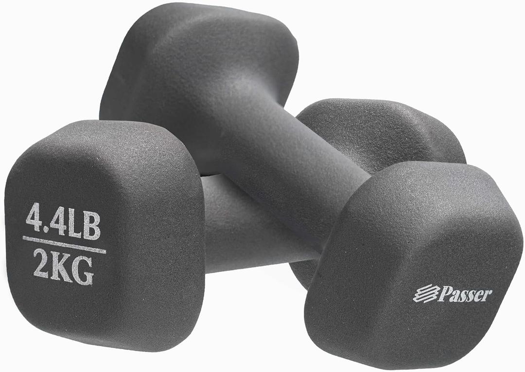 Passer Neoprene Dumbbell Pairs Hand Weights Set of 2 (Each 1.1/2.2/4.4/6.6/11 Lbs), Anti-Roll Square,Small Dumbbells for Women Men Arm Weights - Yoga, Pilates, Gym, Home - Strength Training, Workout