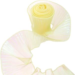 uxcell 5.5" x 11 Yards Ruffle Pleated Organza Trim Iridescent Pleated Lace Trim Ribbon Sewing Fabric for DIY Craft Dress Clothing Wedding Gift Home Decoration, Yellow